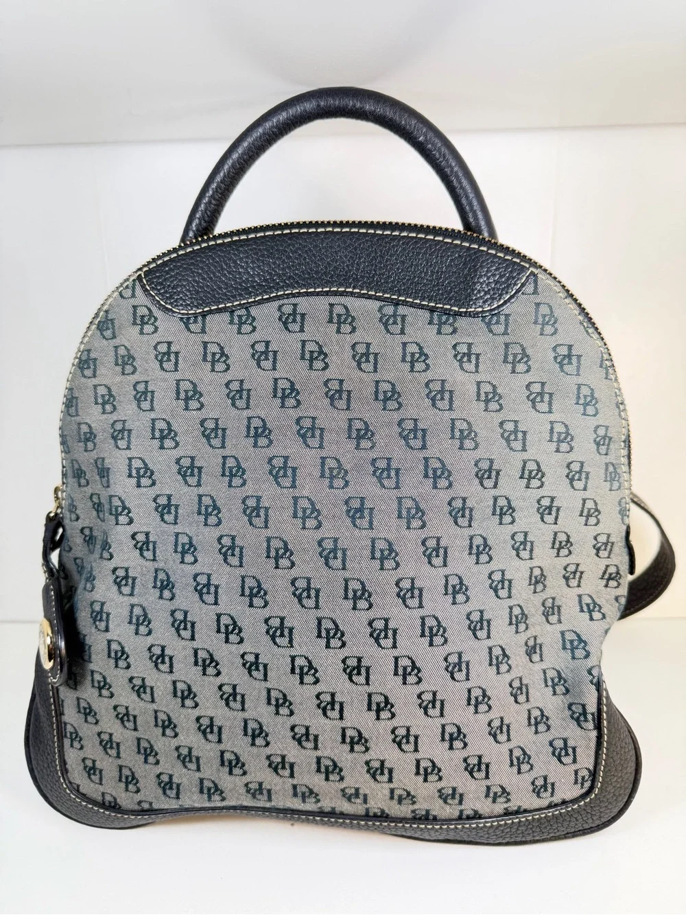 Dooney & Bourke Gray Monogram Backpack with Black Trim H087